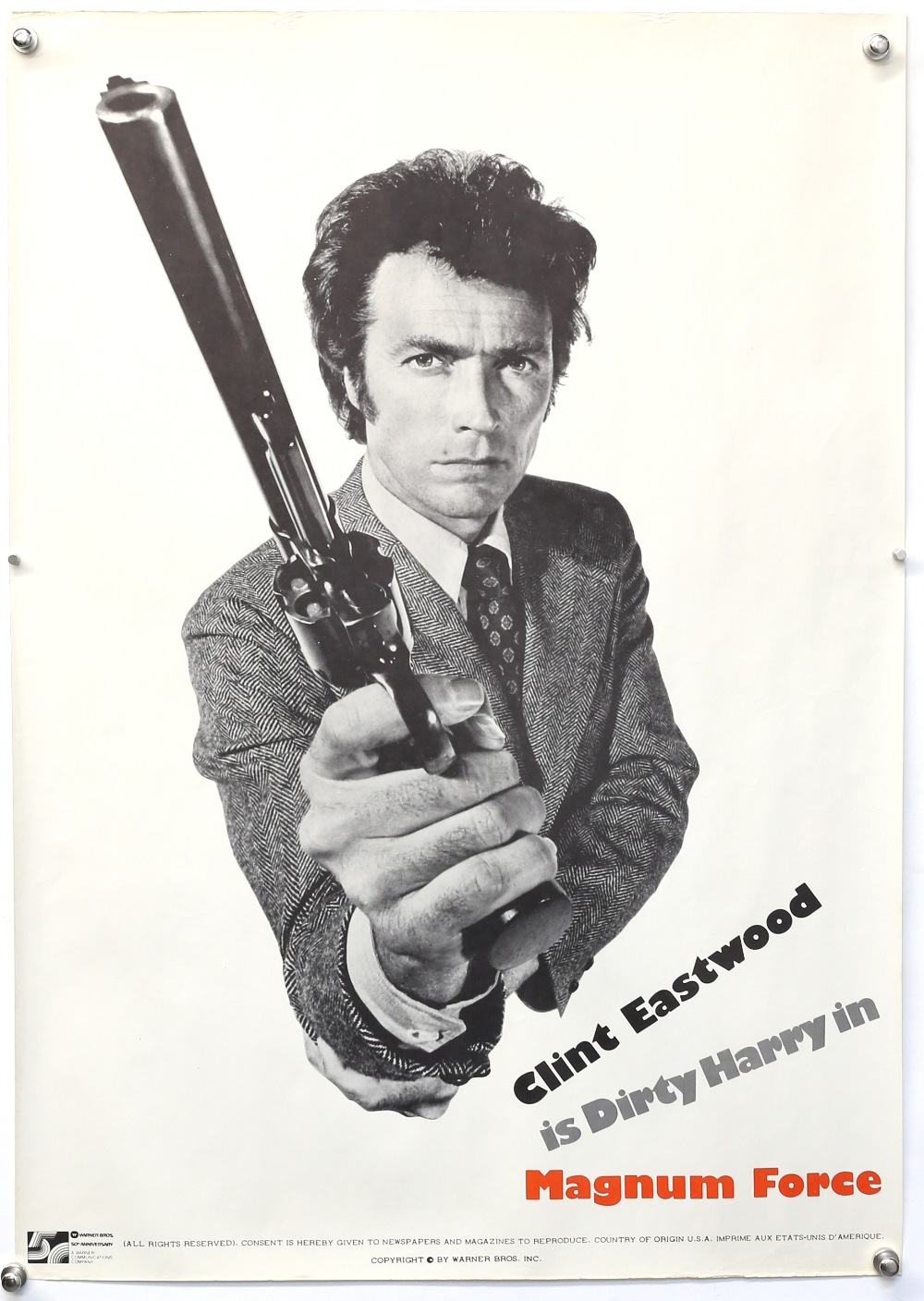 Magnum Force (1973) US Special poster, showing Clint Eastwood as Dirty Harry, rolled, 20 x 28