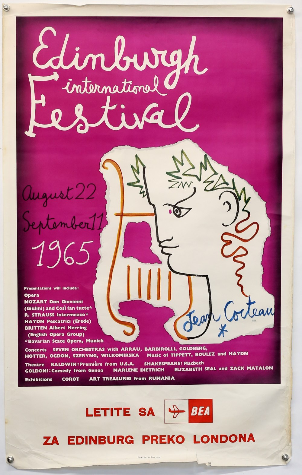 Jean Cocteau (1889-1963) - Two Edinburgh International Festival advertising posters from 1961 and - Image 3 of 3