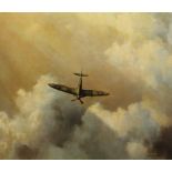 David Shepherd (1931-2017) - Immortal Hero -  A limited edition print of a lone spitfire in the