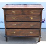 19th century oak chest of two short over three long drawers, on square supports, 91 x 98 x 54cm.