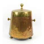 19th century mahogany and brass bound coal scuttle .