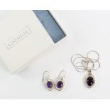 Amethyst and silver pendant and earrings and costume jewellery including boxed items by Cachet