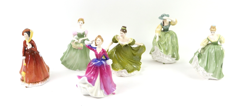 Collection of six Royal Doulton porcelain figures, to include Buttercup HN2309, Clarissa HN2345,