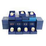 Collection of seventeen Halcyon Days enamel Easter eggs, 1998-2014, boxed and with certificates of