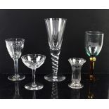 Table glass to include 12 flutes on spiral pedestal bases, (1 shelf).