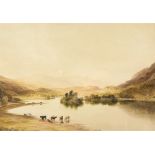 19th century English school Rydale Water, Cumbria. watercolour, titled on the back of the paper,