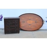 19th century mahogany apprentice piece chest of two short over three long drawers, 33 x 33 x 16cm,