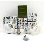 Collection of eight boxed Royal Copenhagen animals, to include a underglazed swan 4 in 1 020 073,