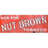 Nut Brown Tobacco enamelled advertising sign 122 cm x 46 cm, Lyons Maid lolly sign, and a Bear Brand