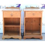 Pair of pine bedside cupboards  .