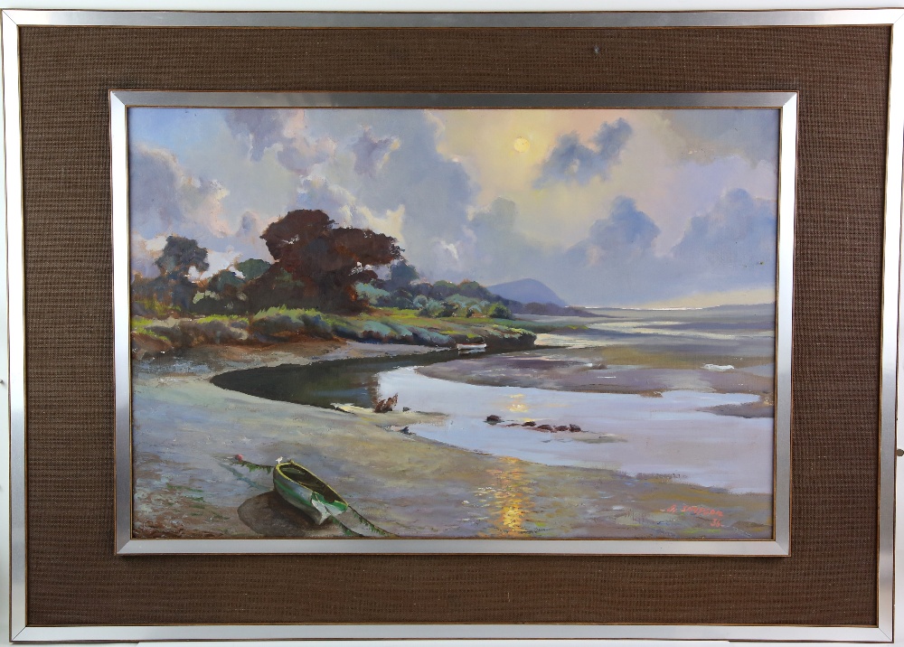 Simpson (20th Century). Coastal landscape. Oil on Canvas. 60 x 91cm. Framed. . - Image 2 of 4