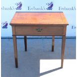 19th century inlaid mahogany side table, with single drawer on square tapered legs, .