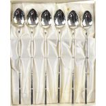 Set of six Sterling silver sorbet spoons with bamboo style stems, stamped Hong Kong, together with a