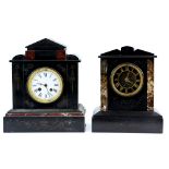 Two black slate mantel clocks, Sold on behalf of the Haven Foundation. CONDITION REPORT Clock with