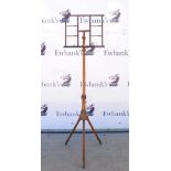 19th century Wheeldon Patent mahogany adjustable music stand, on turned tripod support, H..