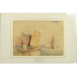 Arderne Clarence , A Fleet of Junks , watercolour in carved Chinese hardwood frame, 24cm x 34cm, oil