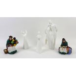 Collection of five Royal Doulton figures, comprising The Old Balloon Seller HN1315, Silk and Ribbons