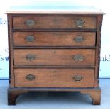 George III mahogany chest of four graduated drawers on bracket base 82cm x 85cm . Dimensions 82cm