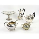 Collection of items to include a group of oil lamps, a wooden elephant lamp, a silver plated tea