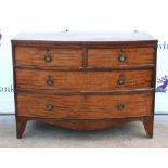 19th century mahogany chest of drawers, with two short over two long drawers, on bracket feet .