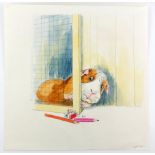 Barbara Firth (1928-2013), Barnabas the Guinea pig in his hutch, illustration for Barnabas Walks