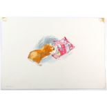 Barbara Firth (1928-2013), Barnabas the Guinea pig eating crisps from a crisp packet, illustration