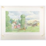 Barbara Firth (1928-2013), Waldo being taken out in a pram along a topiary path by the Duchess,