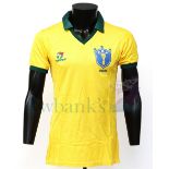 Brazil International football shirt worn by Júlio César (No. 14) and swapped with Norman Whiteside