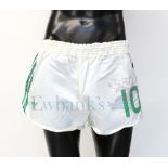 Northern Ireland Football Senior International White Adidas Shorts worn by Norman Whiteside in the