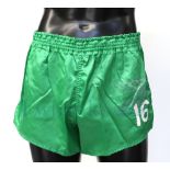 Northern Ireland Football Senior International Green Adidas Shorts worn by Norman Whiteside in the
