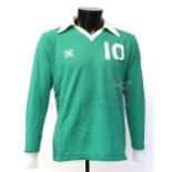 Northern Ireland Football Youth International Green Shirt worn by Norman Whiteside. (No. 10).