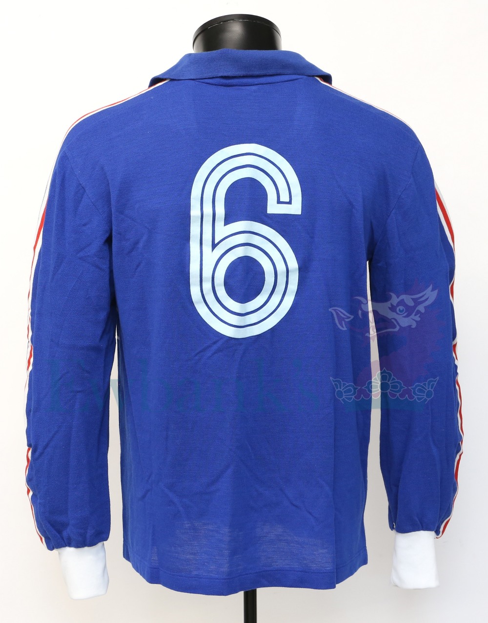 France International long sleeve football shirt worn by Patrick Battiston (No. 6) and swapped with - Image 2 of 2