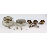 Selection of silver and silver-mounted items to include three graduated ladles, a pair of sugar