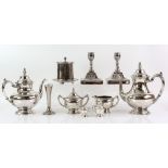 Selection of silver plated wares to include a four piece tea and coffee service, goblets, other
