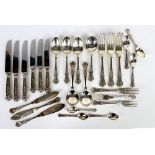 AMMENDED DESCRIPTION Silver-plated part-canteen of cutlery, in Queens pattern, by Ashberry