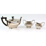 George V silver teapot, with ebonised handle and knob, by Adolph Scott, Birmingham 1925, 16 cm high,