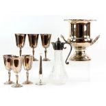 Collection of silver-plated items, to include champagne bucket, wine coasters, Links of London