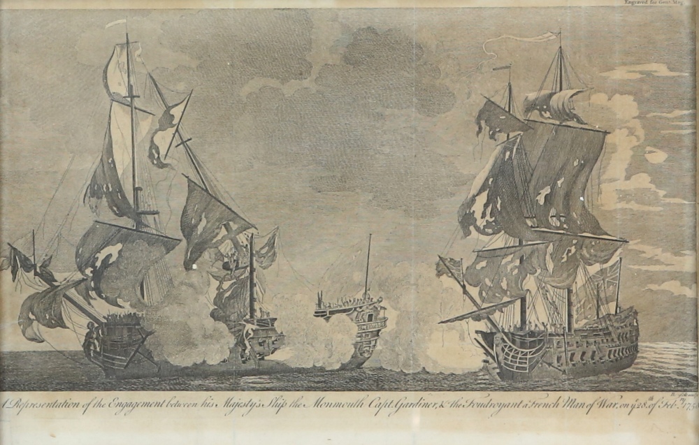 Pair of engravings of maritime interest, to include a 'Representation of the Engagement between - Image 2 of 11