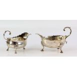 George III silver pair of sauce boats, by George Smith (II), London 1770, with scalloped rims,