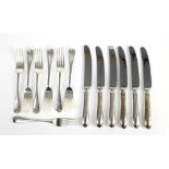 Victorian and later Harlequin Old English pattern table service comprising ten table knives, six