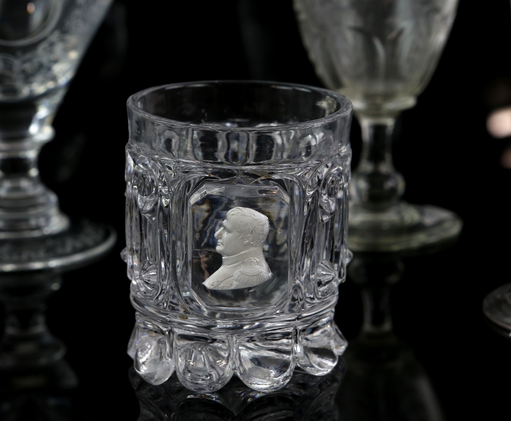 An 18th century ale glass engraved with birds and flowers, a Georgian glass rummer engraved Ann - Image 2 of 4