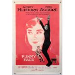 Funny Face (1957) US One Sheet film poster, starring Audrey Hepburn and Fred Astaire, linen