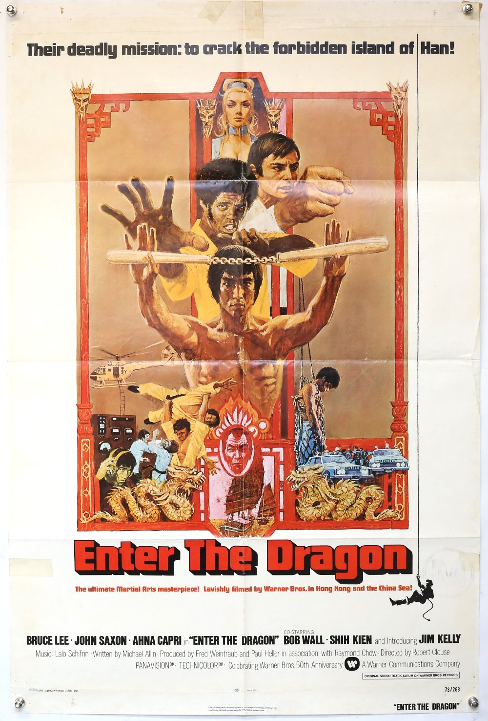 Two Bruce Lee US One Sheet film posters, Enter The Dragon (1973) and The Green Hornet (1974),