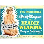 Deadly Weapons (1974) British Quad film poster, starring Chesty Morgan, Variety, folded, 30 x 40