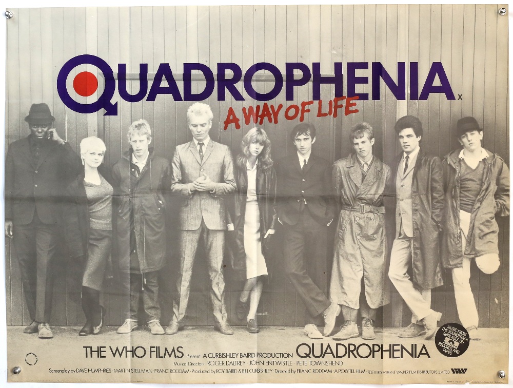 Quadrophenia (1979) British Quad film poster, music by The Who, Brent Walker, folded, 30 x 40