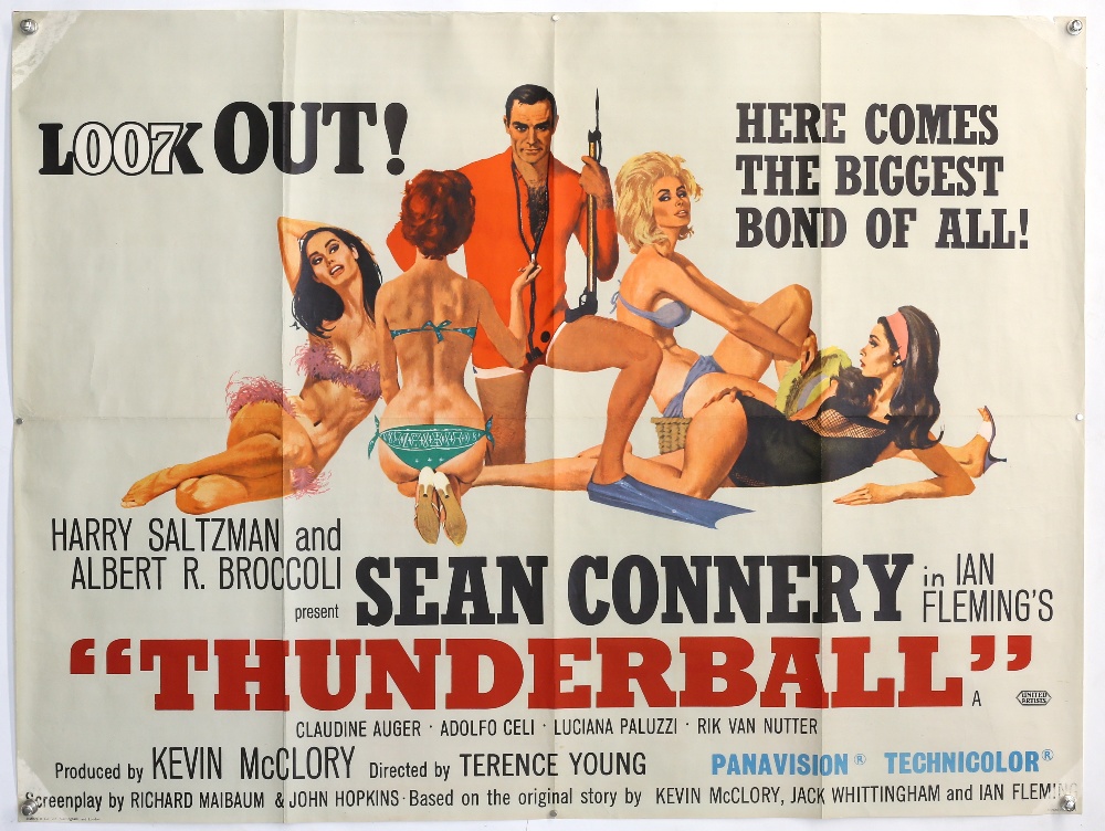 James Bond Thunderball (1965) British Quad film poster, starring Sean Connery, artwork by Robert