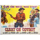 Carry On Cowboy (1966) British Quad film poster, artwork by Tom Chantrell, folded, 30 x 40 inches.