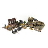 Toys and models to include model tanks, aircraft, soldiers, trees and accessories