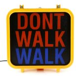 Vintage New York Don't Walk / Walk' back lit crosswalk sign by Indicator Control Corp, 48 x 47 x