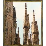 A framed print on canvas of a cathedral (possibly Sagrada Familia), 152 x 128cm
